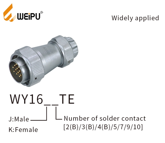 Weipu Wy16-Te Wire 15A 16mm Plug Metal Clamping-Nut 4pin Waterproof Connector